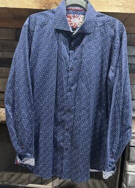 Men’s 7 Donnie St. Couture Blue Long Sleeve Button Up Shirt Size 5 Flip Cuff *C1